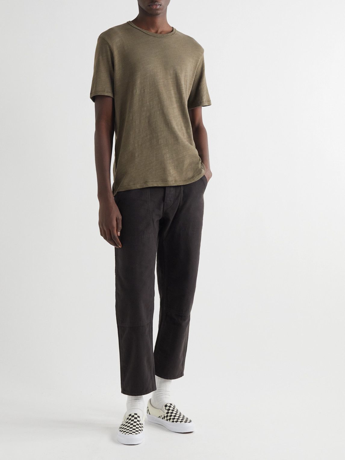 【関税込み】rag & bone グリーン Classic Flame Tシャツ Rag & Bone - Classic Flame Slub Cotton-Jersey T-Shirt