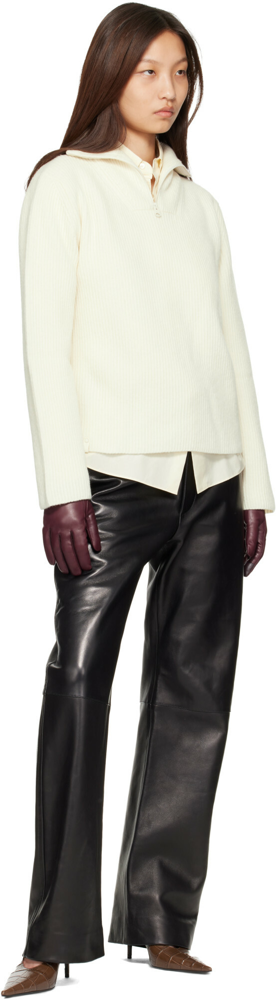 MACKAGE Off-White Gladys Knit Half-Zip Pullover Sweater