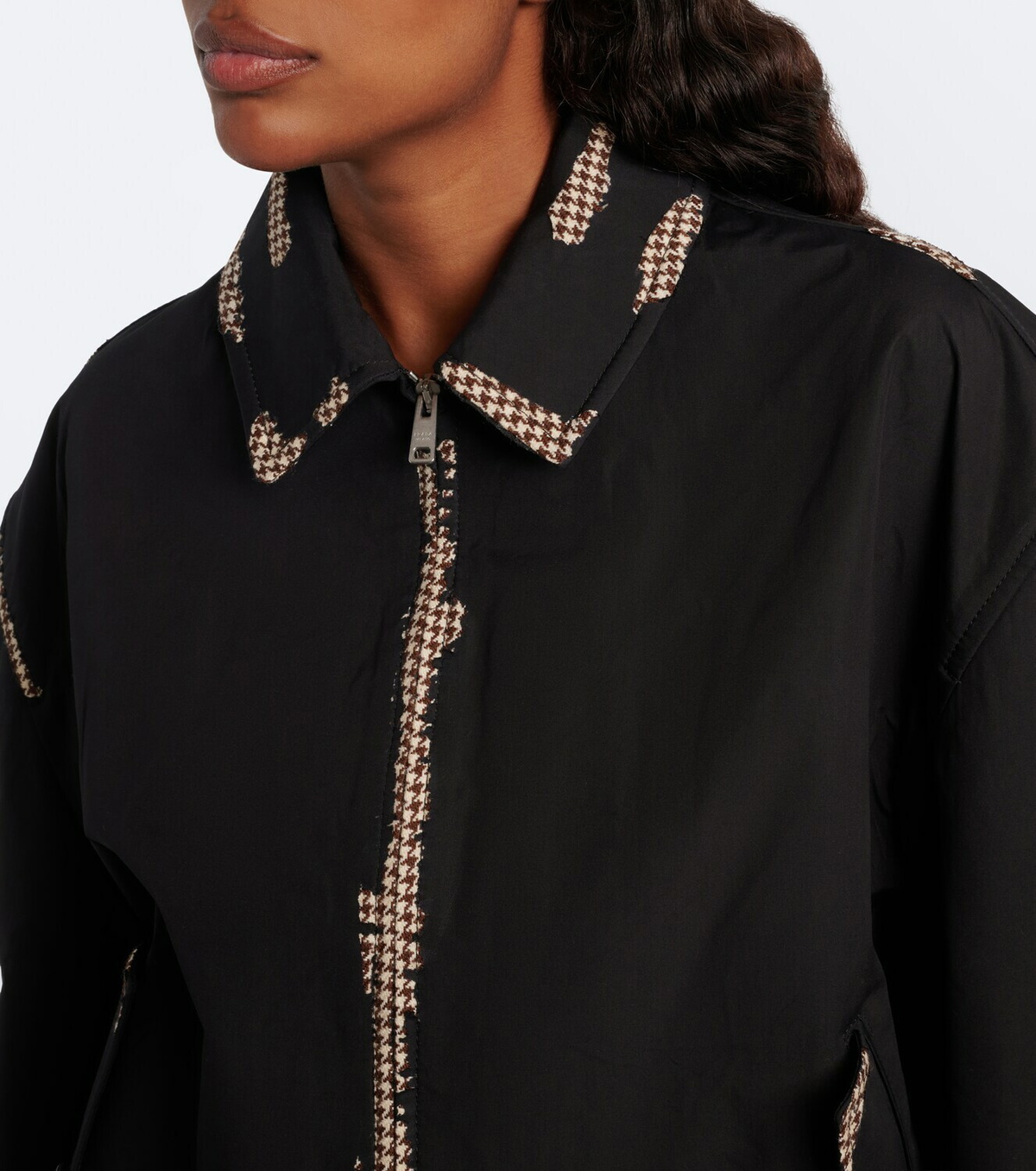 Prada Houndstooth devoré cotton blouson jacket