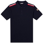 Moncler Men's Tricolor Polo Shirt in Navy