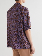 Wacko Maria - Camp-Collar Leopard-Print Woven Shirt - Purple