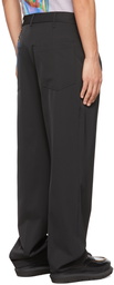 Song for the Mute Black & Blue Loose Pleated Lanyard Trousers