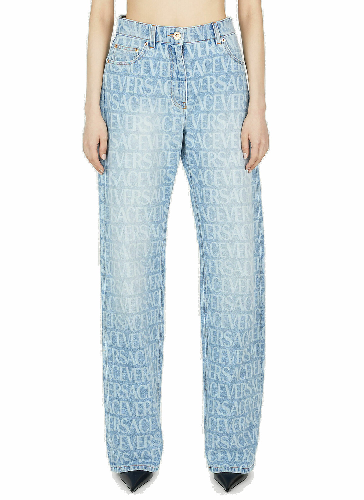 パンツ VERSACE Woman Pants Blue 10131581A12595 1VF00 VERSACE: Pants woman - Blue | Versace pants 10131581A12595