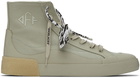 Off-White Khaki Mid-Top Vulcanized Sneakers