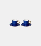 L'Objet Lapis set of 2 espresso cups and saucers