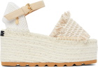 Stella McCartney Off-White & Beige Gaia Platform Espadrille Wedge Sandals