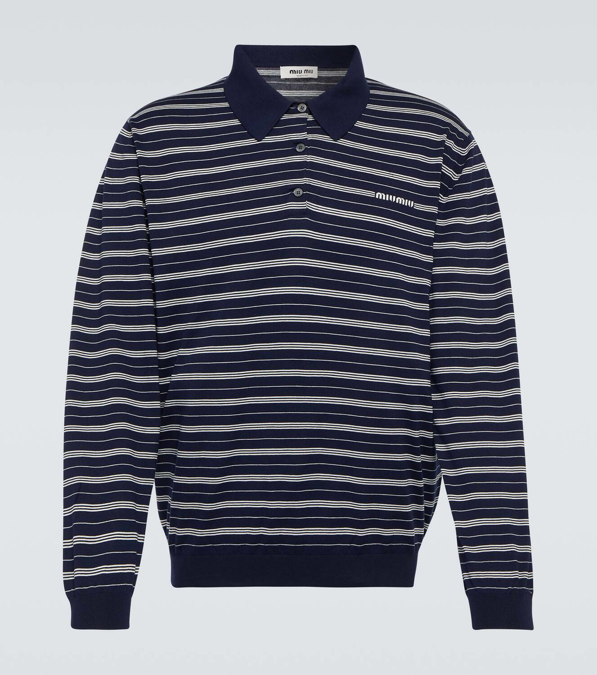 Miu Miu Logo striped cotton-blend polo sweater Miu Miu