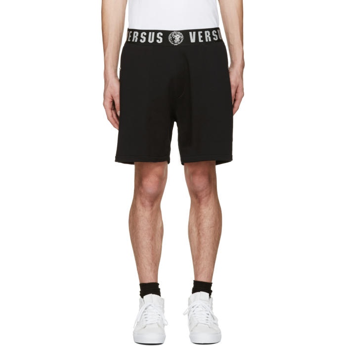 Photo: Versus Black Logo Waistband Shorts
