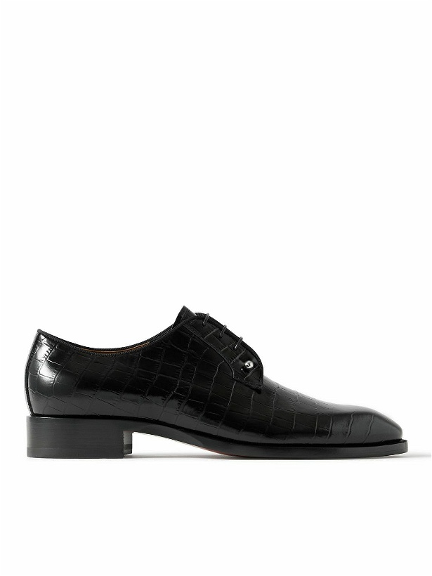 Photo: Christian Louboutin - Chambeliss Embellished Croc-Effect Leather Derby Shoes - Black