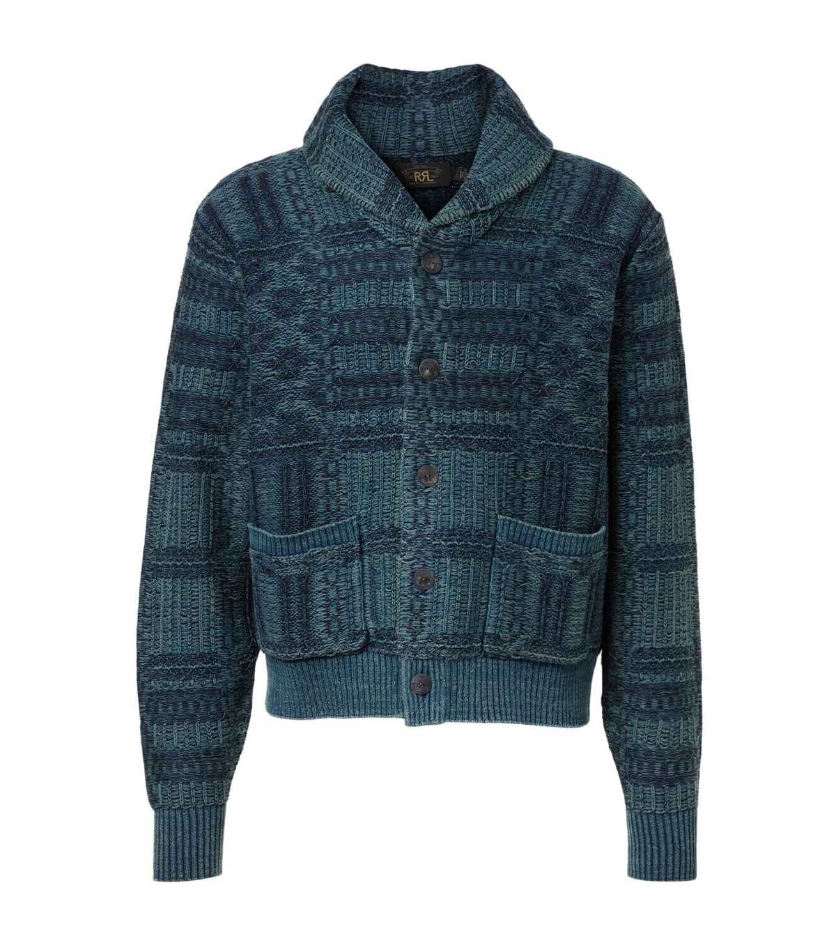 RRL Navy Striped Jacquard-Knit Cardigan RRL