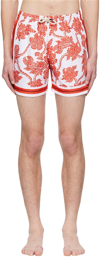 Photo: Dries Van Noten Red & White Floral Swim Shorts