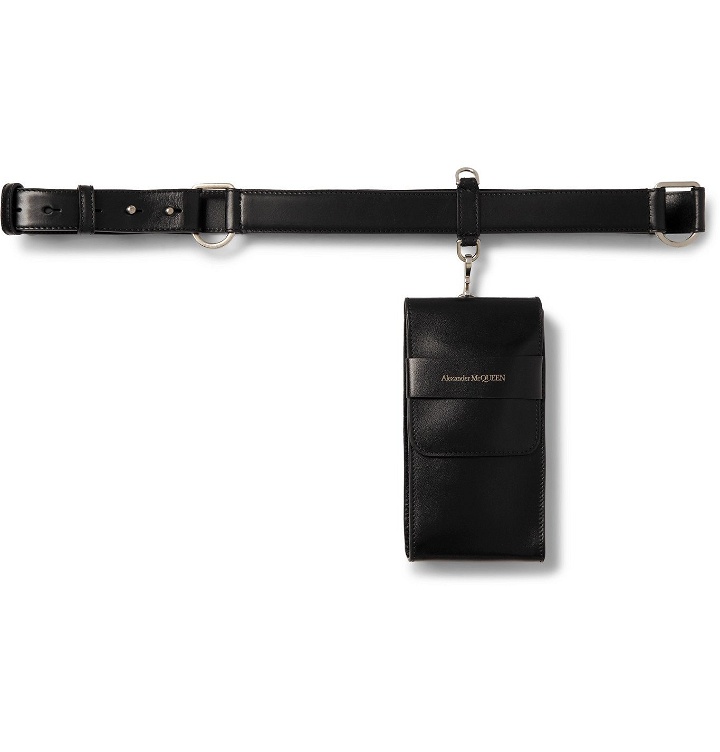 Photo: Alexander McQueen - Logo-Print Leather Phone Case with Belt - Black