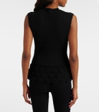 Ganni Crochet-trimmed ribbed cotton-blend top
