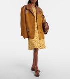 Miu Miu Leather-trimmed oversized suede jacket