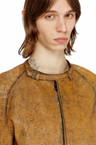 Diesel Cocoon-sleeve biker jacket in cracked leather - Leather jackets Mens in Brown