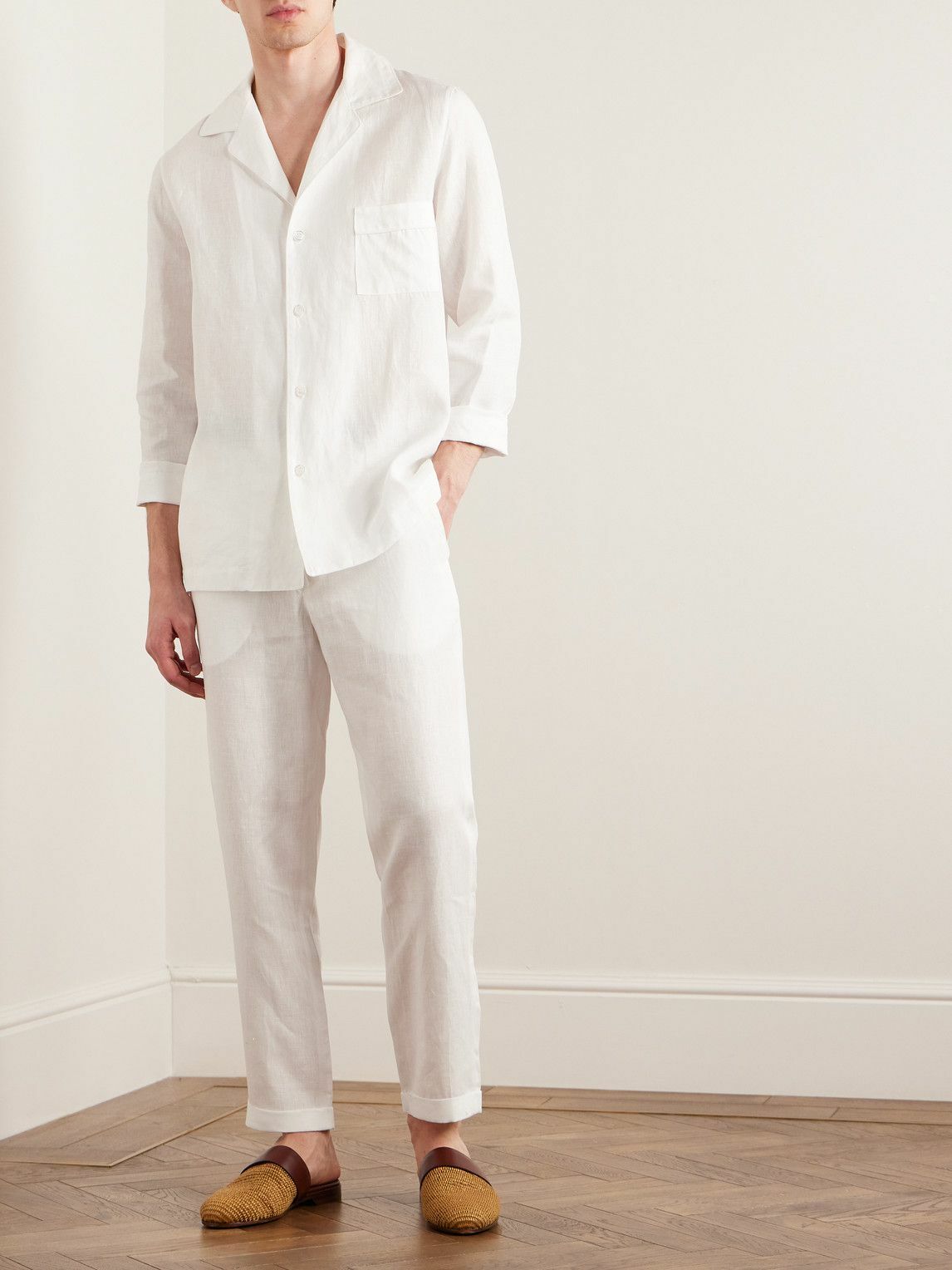 Loretta Caponi - Straight-Leg Linen Trousers - White