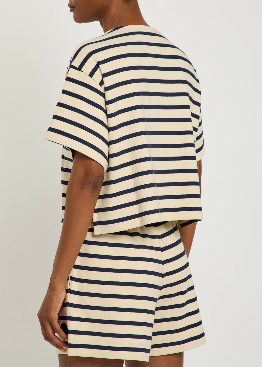 Moncler Striped Cotton T-shirt Beige