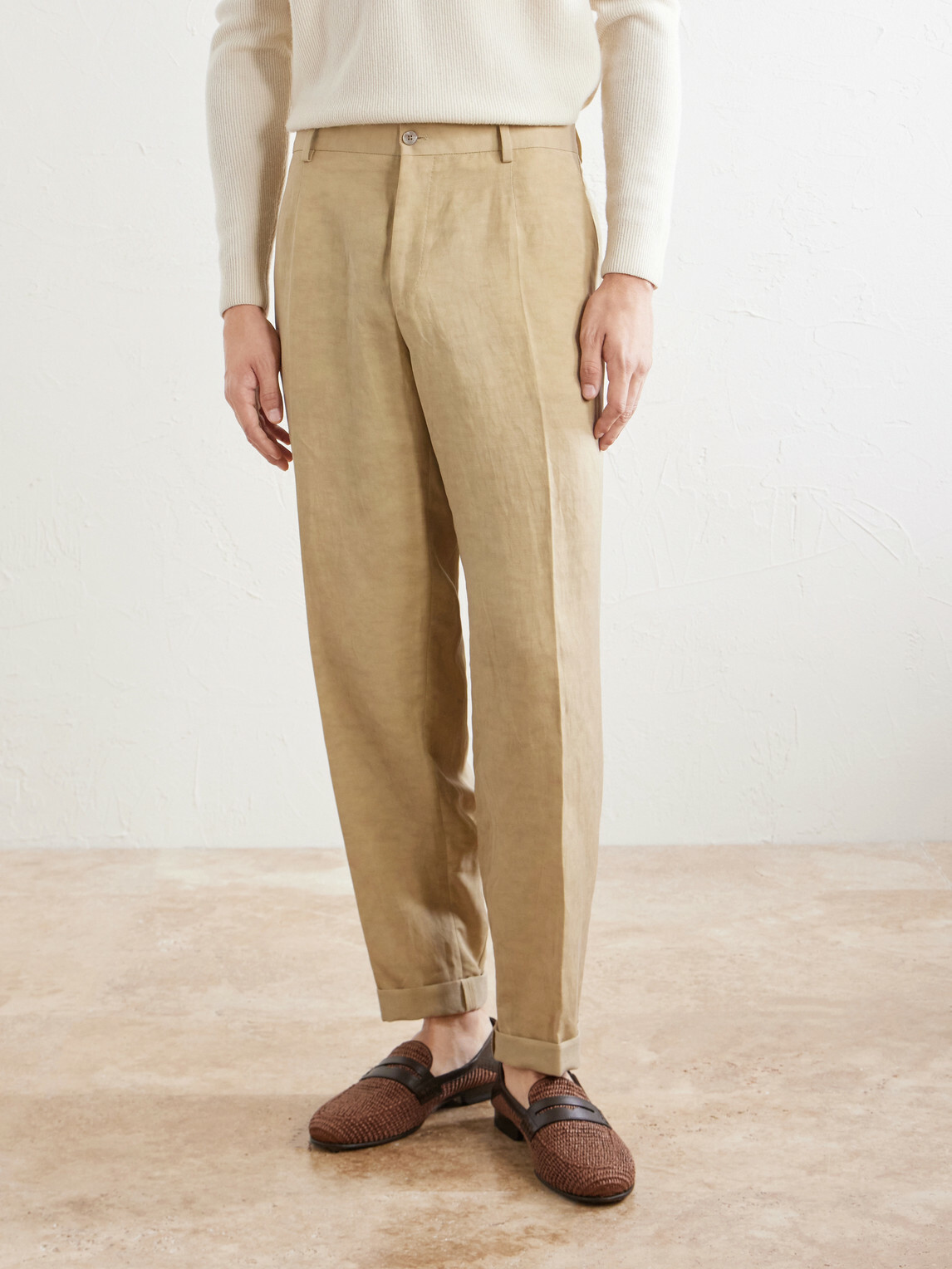 Dolce&Gabbana - Tapered Linen Trousers - Neutrals
