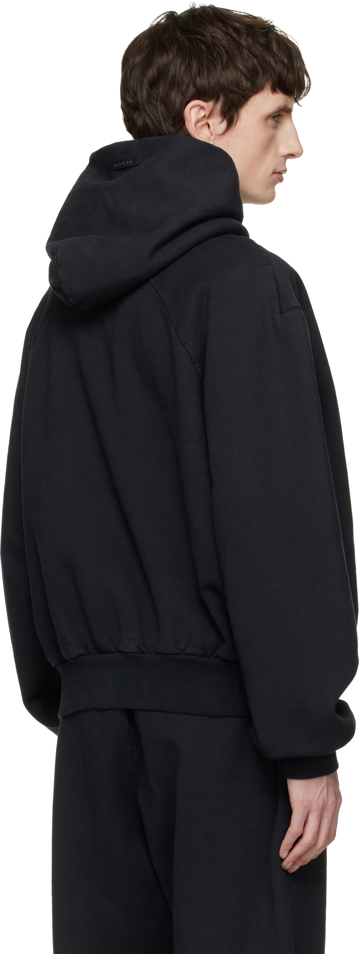 Fear of God Black Sunfaded Classic Half Raglan Pocket Hoodie