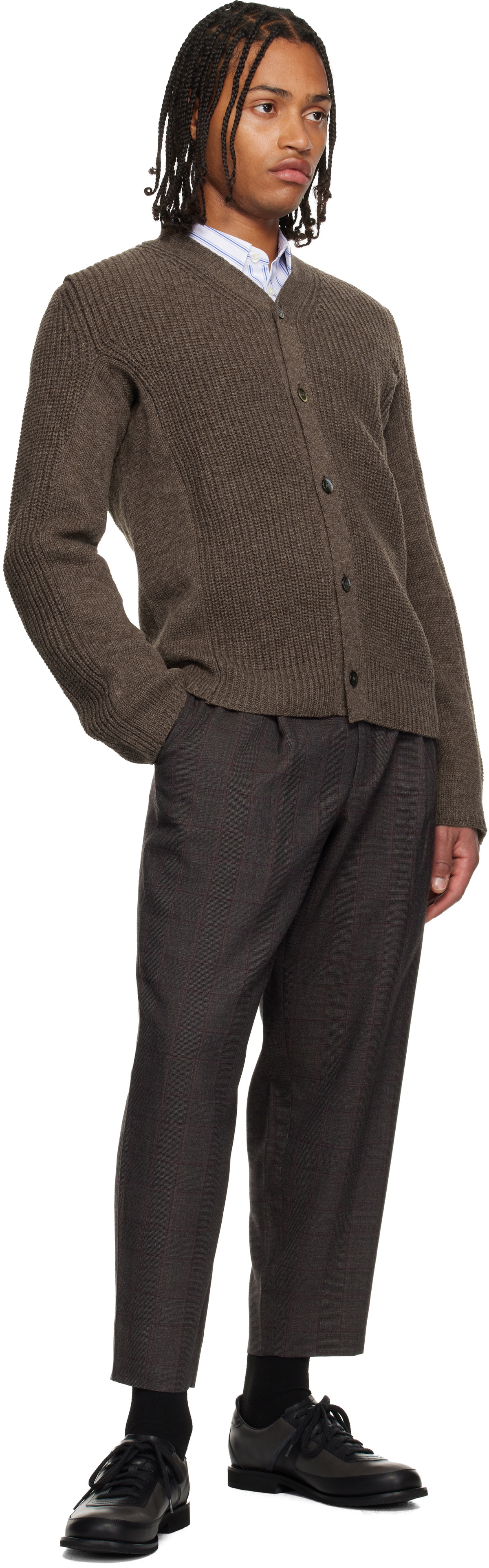 Comme des Garçons Homme Deux Brown Wool Cardigan