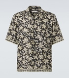 Commas Printed cotton and silk bowling shirt