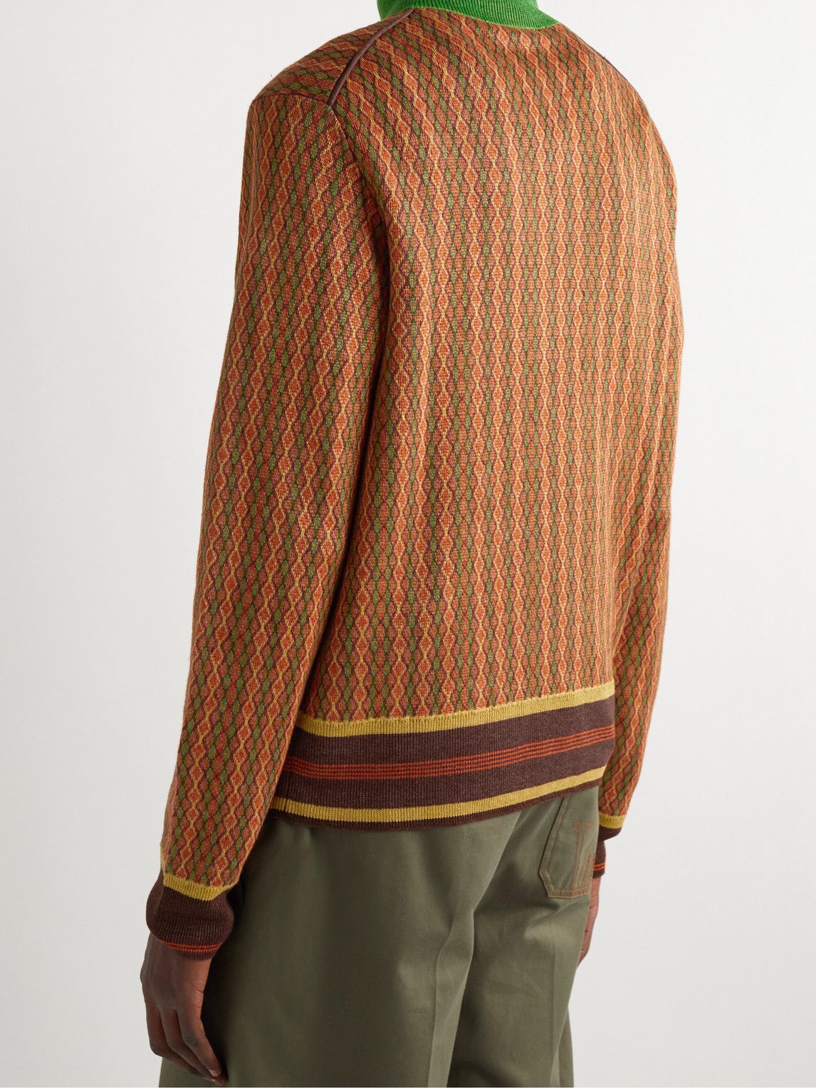 Wales Bonner - Orchestre Linen-Jacquard Half-Zip Sweater - Brown