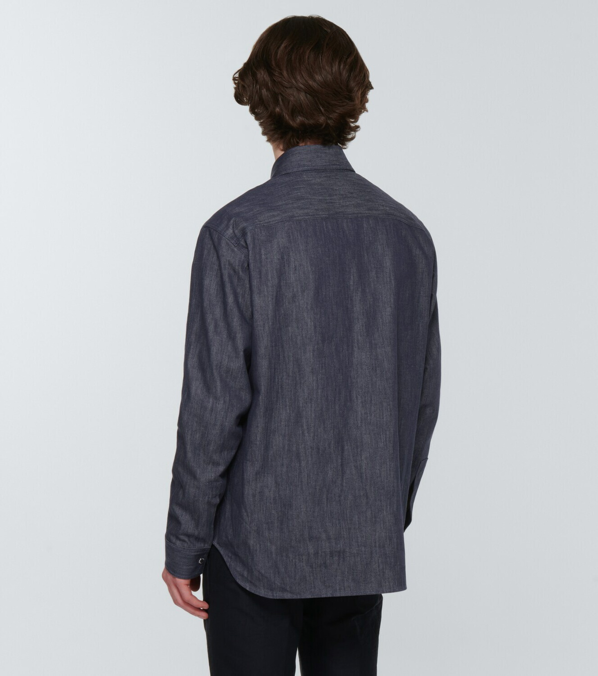 Berluti Leather-trimmed denim shirt