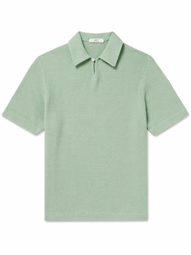 Photo: Mr P. - Waffle-Knit Cotton Polo Shirt - Green