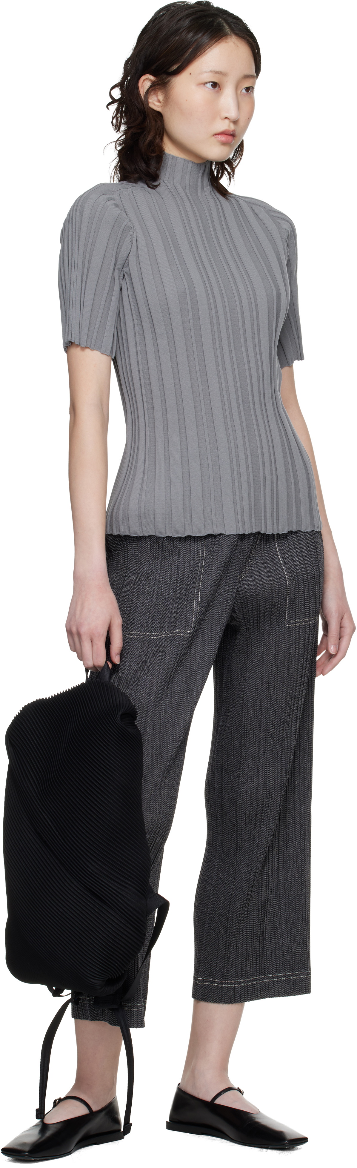 PLEATS PLEASE ISSEY MIYAKE Black Bias Pleats Backpack