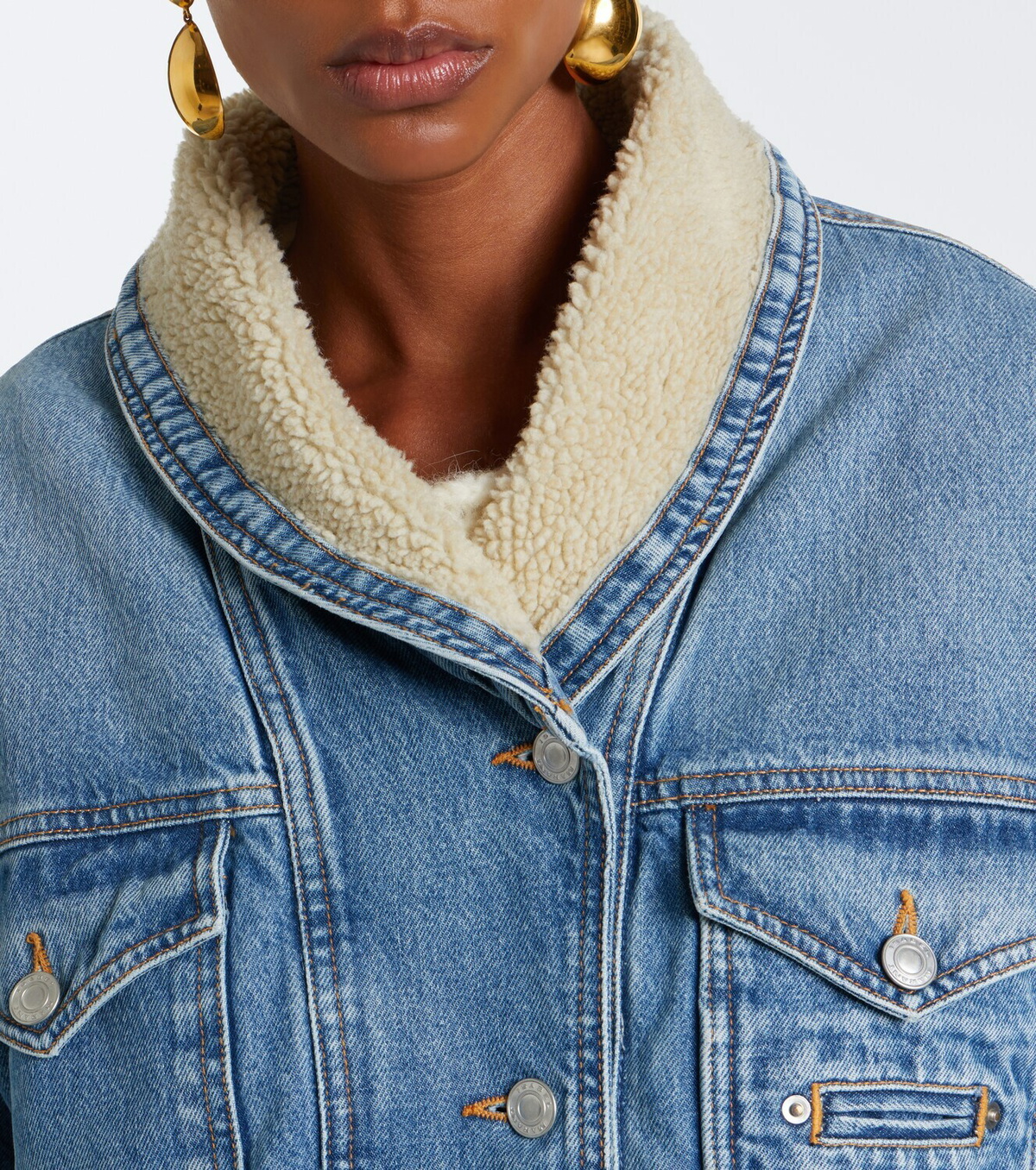 Isabel Marant Pimia fleece-trimmed denim jacket