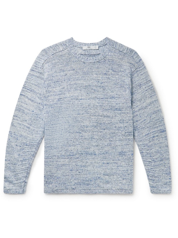 Photo: INIS MEÁIN - Mélange Linen Sweater - Blue