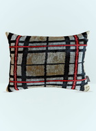 Les-Ottomans Check Velvet Cushion