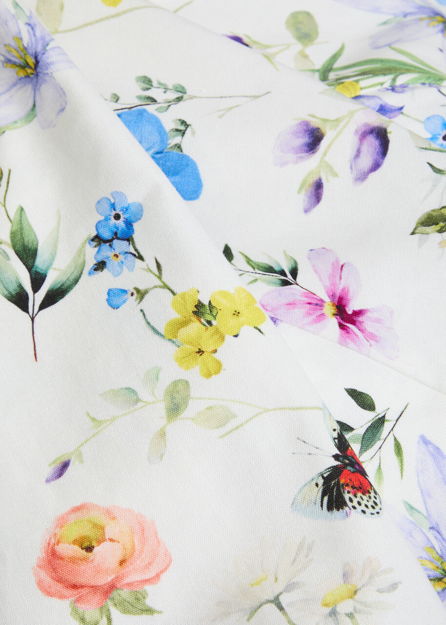 Alice + Olivia Polly Floral Linen-blend Midi Dress Multicoloured