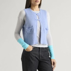 Beams Boy Women's China Button Knit Vest in Light Blue