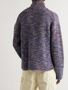 Mr P. - Mouline Knitted Mock-Neck Sweater - Blue