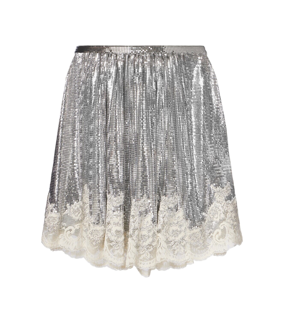 Paco Rabanne Women's Heart Sequin Mini Skirt in Silver/Gold