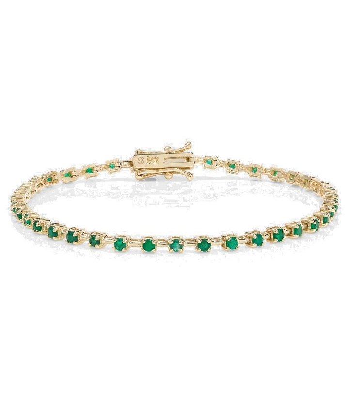 Photo: Stone and Strand Emerald Ace 14kt gold tennis bracelet with emeralds