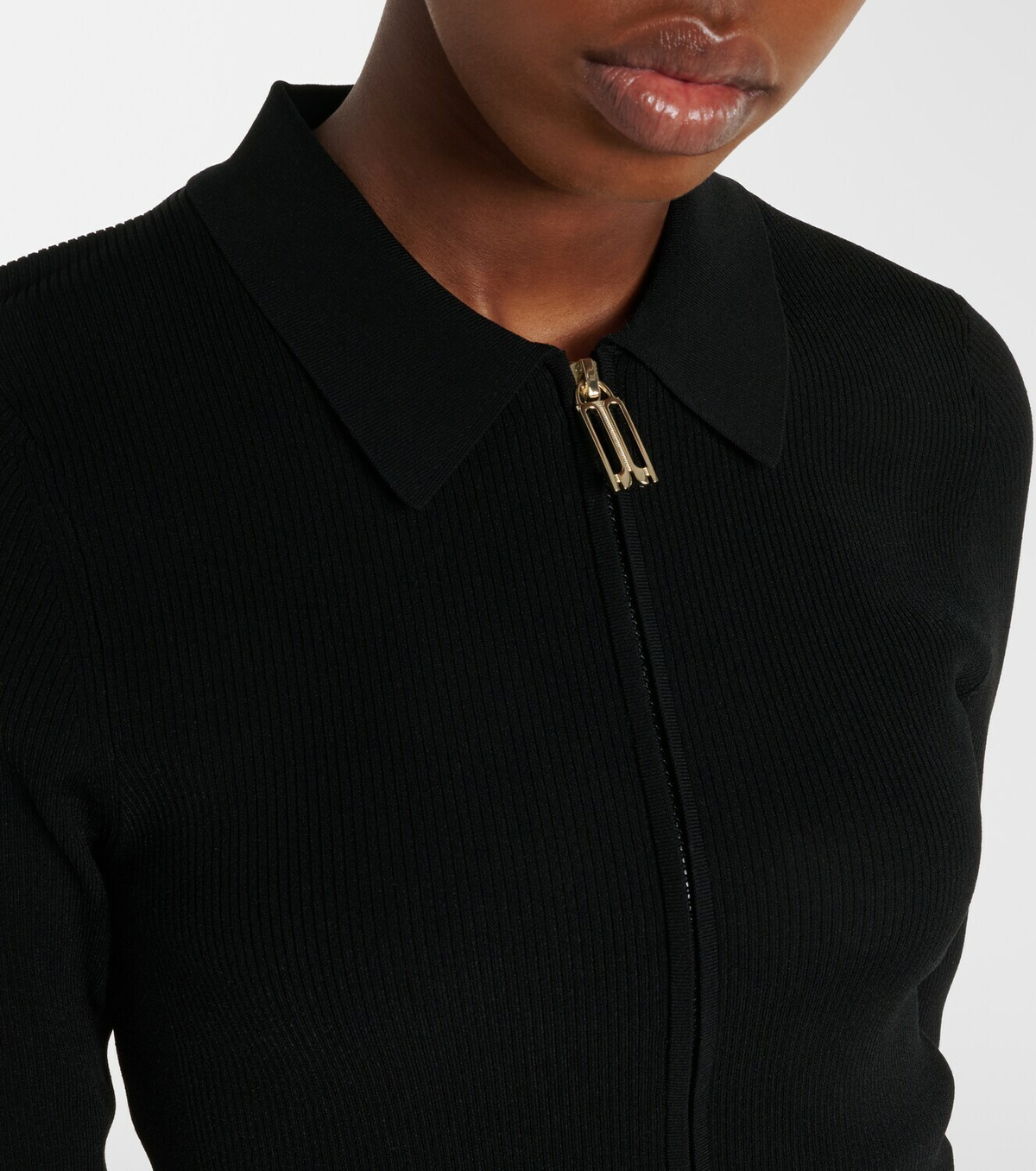 Victoria Beckham Mila ribbed-knit zip-up top