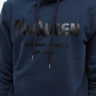 Alexander McQueen Men's Grafitti Logo Popover Hoody in Ink/Black
