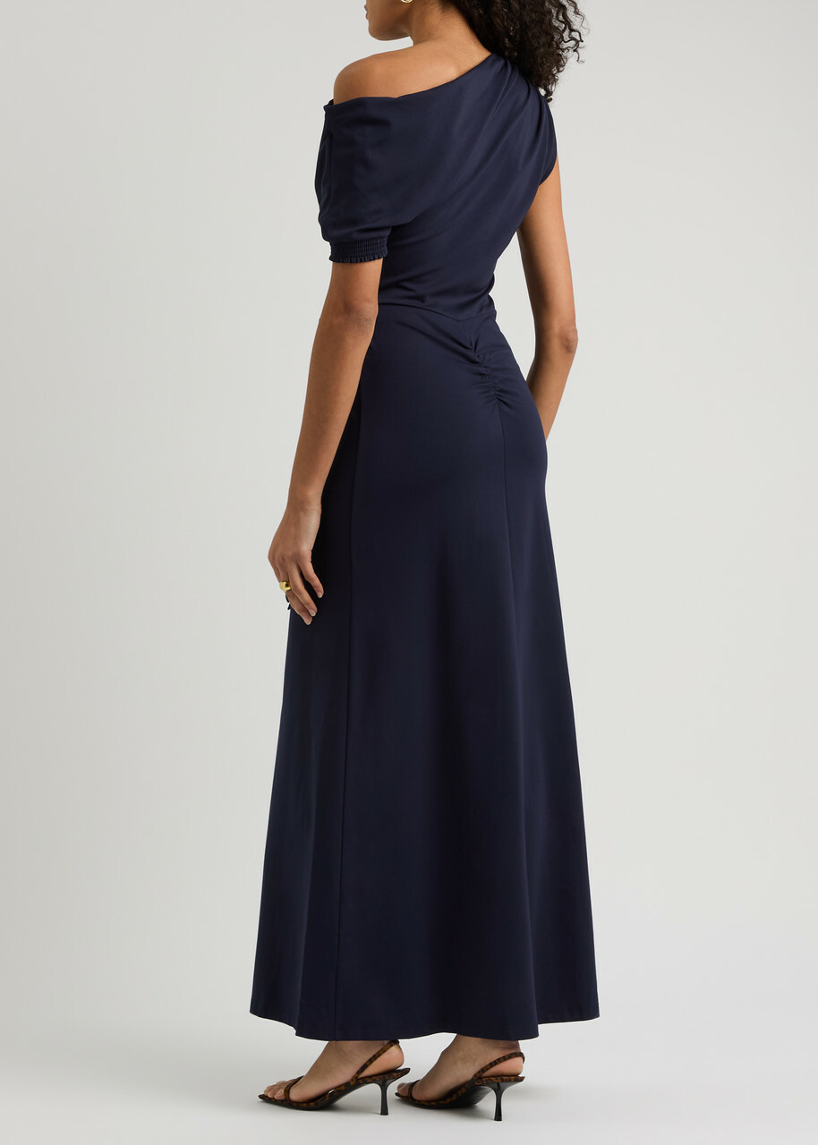 Diane Von Furstenberg Avi Wrap-effect Jersey Maxi Dress Dark Navy