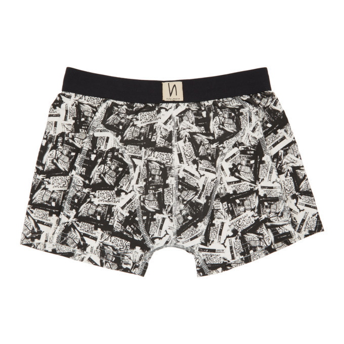 Photo: Nudie Jeans Black and White Paper Print Boxer Briefs