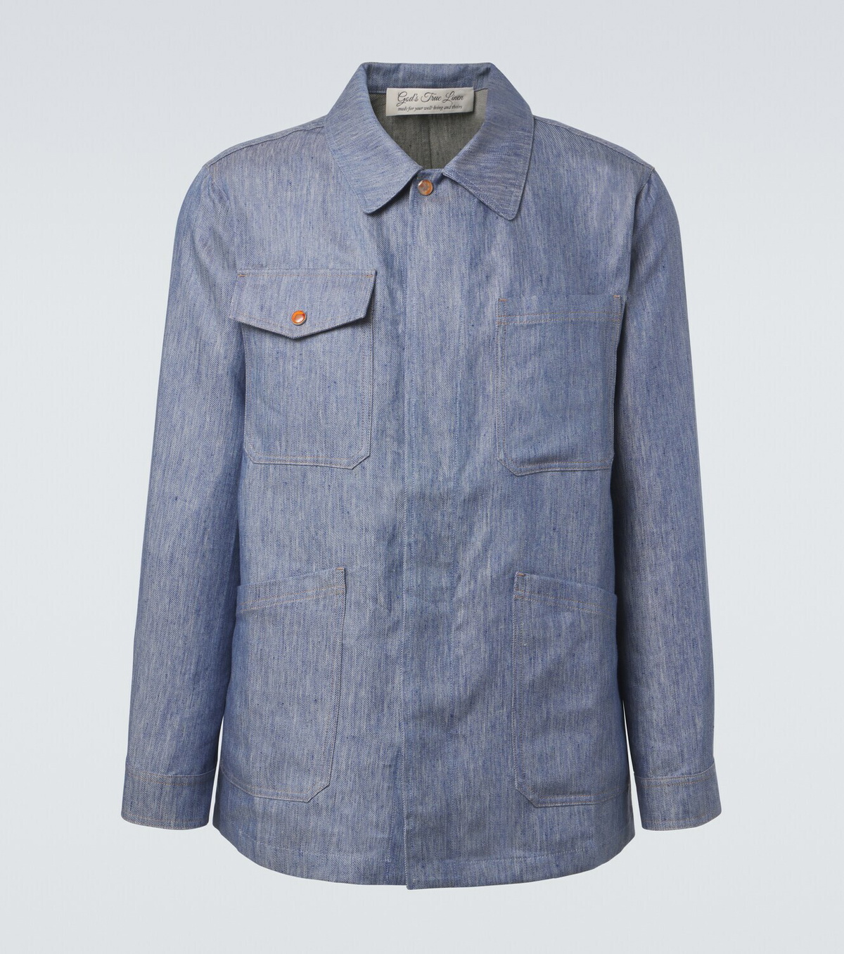 God's True Cashmere Linen denim jacket with carnelian