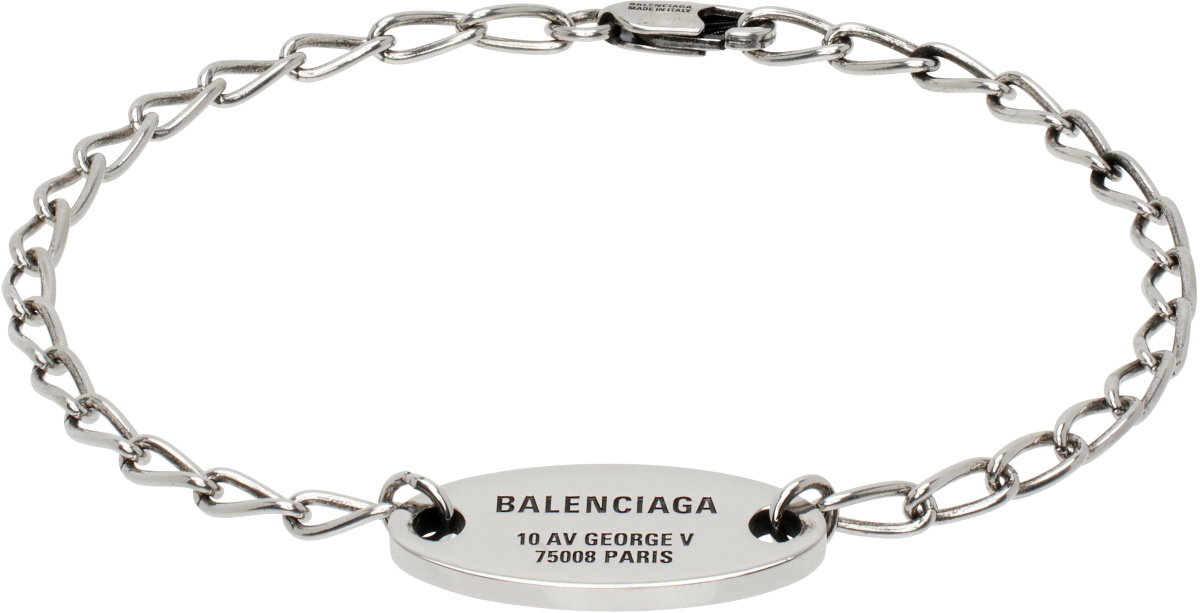 【BALENCIAGA】Logo Detailed Silver Cuff Balenciaga - Logo-Detailed Silver-Tone Cuff - Silver Balenciaga