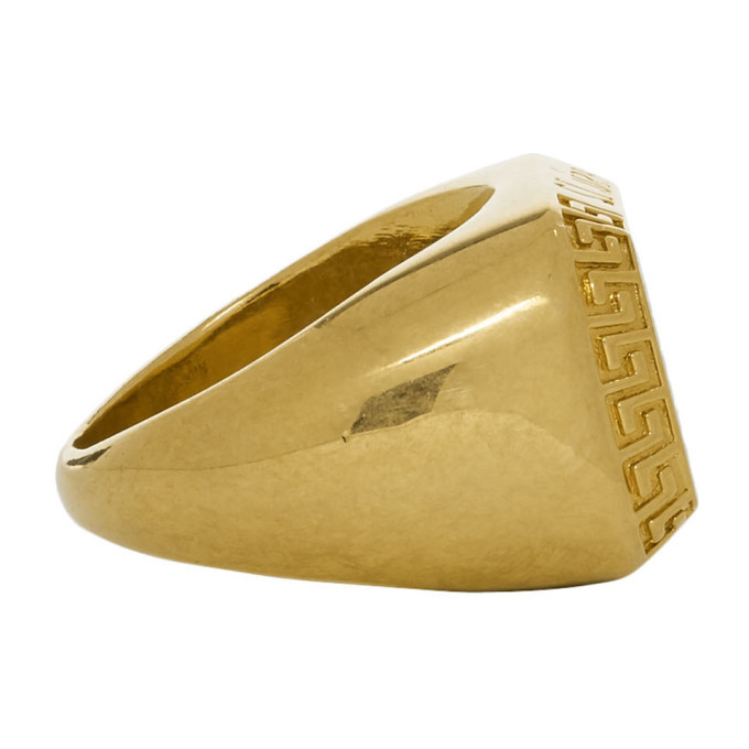 Versace Gold and Black Varsity Ring Versace