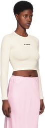 Jil Sander Off-White Cropped Long Sleeve T-Shirt