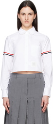 Thom Browne White Armband Cropped Oxford Shirt