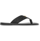 Versace - Logo-Embellished Leather and Webbing Flip Flops - Men - Black