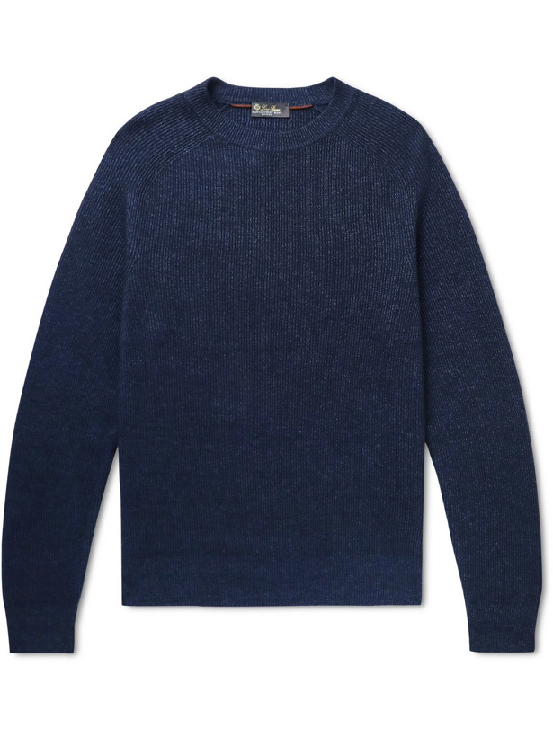 Photo: Loro Piana - Ribbed Cashmere, Linen and Silk-Blend Sweater - Blue