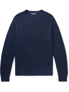 Loro Piana - Ribbed Cashmere, Linen and Silk-Blend Sweater - Blue