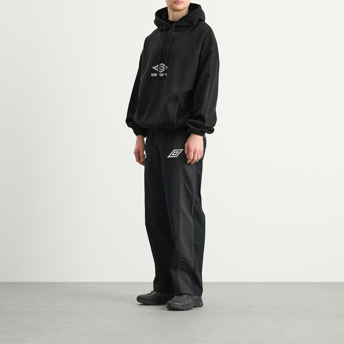 Umbro by Slam Jam Men's OG Logo Mask Hoodie in Washed Black